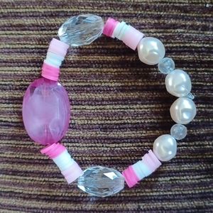 Pink gem bracelet with pearls